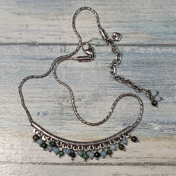 Brighton Jewelry - Brighton Silver and Green Beaded Necklace.